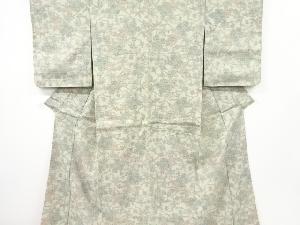 花模様織り出し　手織り真綿小千谷紬　着物